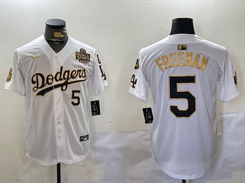 Men Los Angeles Dodgers #5 Freeman White Gold Game 2024 Nike MLB Jersey style 11202->los angeles dodgers->MLB Jersey